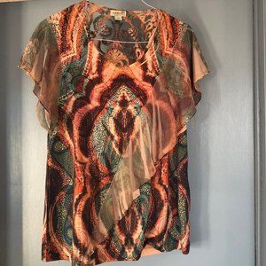 One World womens size XL short sleeve top cut out back